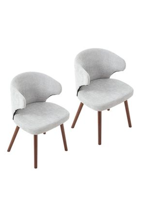 Living and Home Set of 2 Upholstered Dining Chairs in Grey