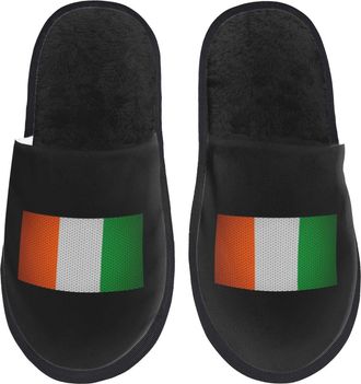 Generic Fuzzy Slippers Flag Of Ireland Fluffy Slippers Washable Warm House Shoes For Guest Mens Travel M