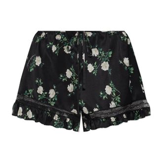 Dolce & Gabbana Short Shorts, female, Black, Size: M Silk Floral Motif Shorts