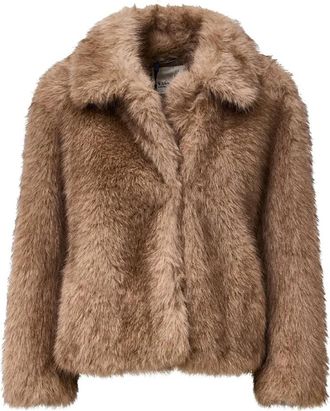 Max Mara Zacht textuur imitatiebontjas - Dames - Jassen - Beige - S - Polyester - Jassen