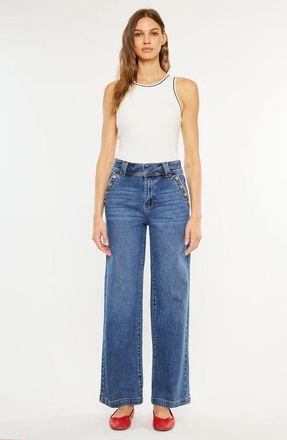 Kancan Westwood Ultra High Rise Wide Leg Jeans in Dark Wash at Nordstrom, Size 25