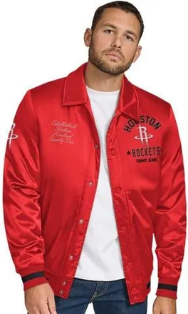 Tommy Jeans Mens Tommy Jeans Red Houston Rockets Jacob Chain Stitch Applique Full-Snap Varsity Jacket at Nordstrom, Size Xx-Large