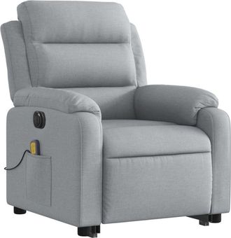 vidaXL Sill&oacute;n De Masaje El&eacute;ctrico Reclinable Elevable Tela Gris Claro Vidaxl