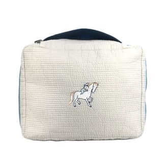 Herm&egrave;s Blue Light Gray White Cotton Pouch (Pre-Owned)