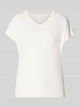 Christian Berg T-Shirt aus Viskose-Elasthan-Mix mit V-Ausschnitt in Offwhite, Gr&ouml;&szlig;e XXL