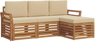 vidaXL Conjunto De Sof&aacute;s De Exterior 4 Uds. Natural Y Beige Vidaxl