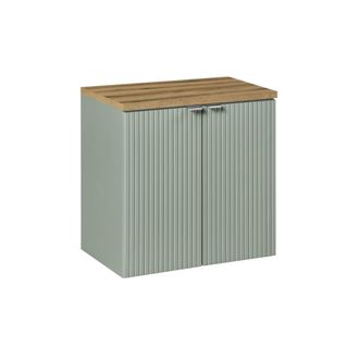 Petits Meubles Mueble bajo lavabo 2 puertas encimera estratificado Verde marr&oacute;n