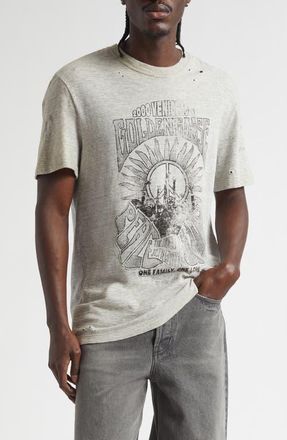 Golden Goose Journey Regular Fit Distressed Graphic T-Shirt in Grey Melange at Nordstrom, Size Xx-Large