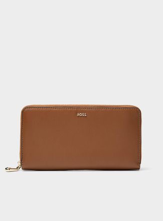 BOSS Womens Numah logo leather zipped wallet
