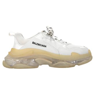 Balenciaga Pre-owned Womens Triple S Clear Sole Sneakers in White - Ecru - Size EU 41