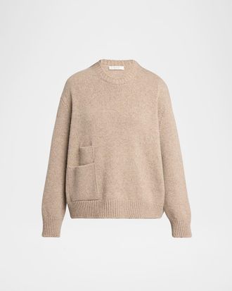 The Row Mirtle Dual-Pocket Cashmere Crewneck Sweater