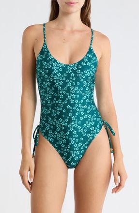 Kulani Kinis Ruched Cinched Tie One-Piece Swimsuit in Moonkiss at Nordstrom, Size X-Large