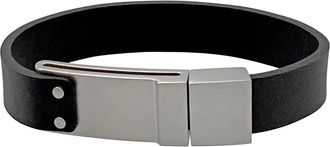 Montblanc Montblanc Stainless Steel Leather Bracelets, Size Medium