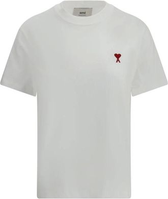 Ami Camiseta ic&oacute;nica con cuello redondo acanalado - Tops - Mujer - Blanco - L