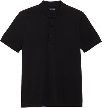 Tom Ford Lyocell & Cotton Piqué Polo in Lb999 Black at Nordstrom, Size 40 Us
