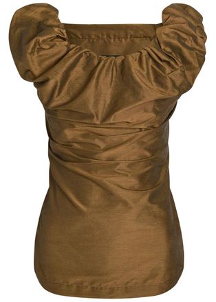 Vivienne Westwood Ginnie Draped Cotton-blend top - Bronze - 10 (UK10 / S)