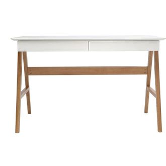 Miliboo Scrivania design bianco e legno BROOK
