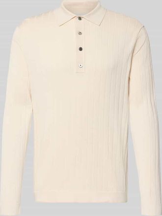 Profuomo Strickpullover aus reiner Baumwolle mit Polokragen in Offwhite, Gr&ouml;&szlig;e XL