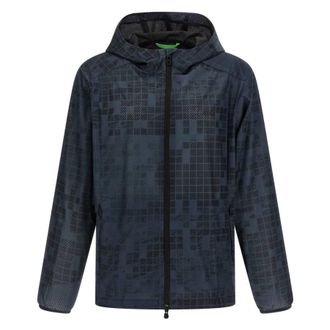 HUGO BOSS Active Hooded Parka Jacket With All-Over Print, Size X-Large