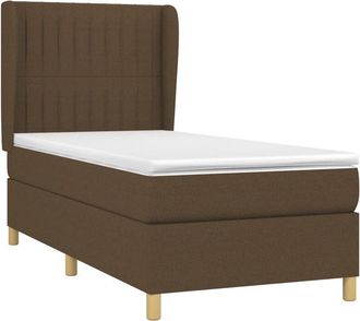 vidaXL Vidaxl - Cama Box Spring Con Colch&oacute;n Tela Marr&oacute;n Oscuro 90x200 Cm