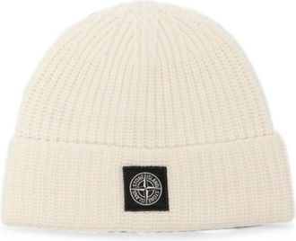 Stone Island Lage Geelong Wol Muts - Heren - Hoeden - Beige - ONE Size - Wol - Accessoires