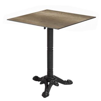 Oviala Mesa de bistro de jard&iacute;n cuadrada inclinable 60 cm roble ahumado