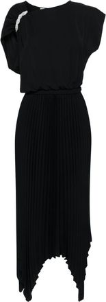 Nissa asymmetric pleated maxi dress - women - Polyester - 36 - Black