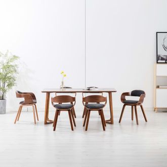 vidaXL Vidaxl - Sillas De Comedor 6 Unidades Tela Y Madera Curvada Gris Oscuro