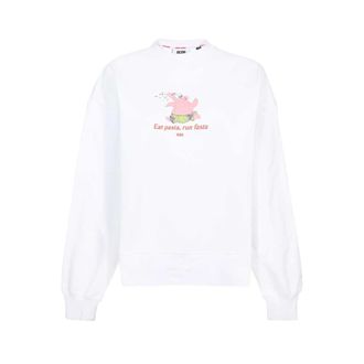 GCDS Katoenen sweatshirt met Ribbed Kraag Print - Dames - Sweatshirts - Wit - 2XS - Katoen - Hoodies & sweatvesten