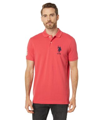 U.S.Polo Association Solid Pique Polo Winterberry XL