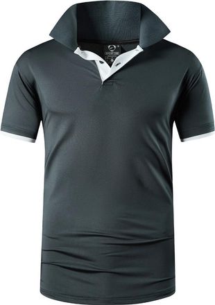 Jeansian Mens Short Sleeve Polo T-Shirts Wicking Breathable Running Training Sports Tee Tops LSL322 Gray L