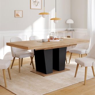 IDMarket Idmarket - Eliad Mesa De Comedor Extensible 6-10 Personas Madera Y Negro 160-200 Cm