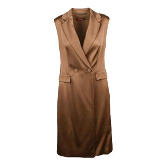 Max Mara Afgano Midi Jurk - Dames - Jurken - Bruin - Maat: XS Satijn