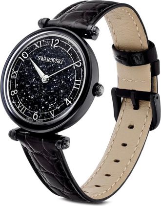 Swarovski Crystalline Wonder Horloge - Dames - Accessoires - Zwart - Maat: ONE Size Leer