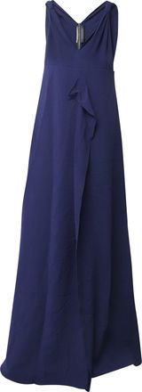 Roland Mouret Roland Mouret Sleeveless V-Neck Long Dress in Navy Blue Polyester