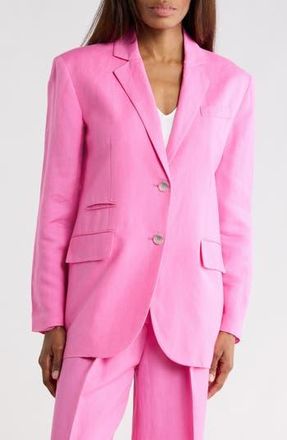 Kenneth Cole Two-Button Linen Blend Boyfriend Blazer in Pop Pink at Nordstrom Rack, Size X-Large