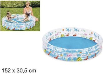 Trade Shop Trade Shop - Piscina Tonda Gonfiabile Personaggi Marini Bambini 3 Anelli Giardino 152x30.5cm