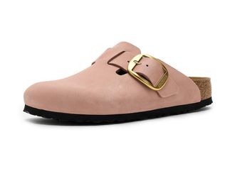 Birkenstock Boston Big Buckle - Nubuck Leather Womens Shoes Soft Pink : EU 41 (US Womens 10-10.5) Narrow