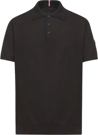 Moncler Knitted Polo Shirt - male - Moncler - Polo Shirts - Black - XL - Tops