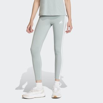 adidas Trainingstights ADIDAS SPORTSWEAR ESSENTIALS 3-STREIFEN COTTON, Damen, Gr. XXL, N-Gr, wonder sage, wei&szlig;, Obermaterial: 90% Baumwolle, 10% Elasthan, Ho