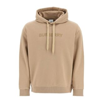 Burberry Hoodies, male, Beige, Size: L Embossed Logo Cotton Hoodie
