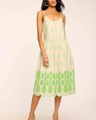 Ramy Brook Sandra Lace Embroidery Dress In Lime