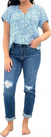 Judy Blue Just Roll With It Slim Cut Jeans In Blue