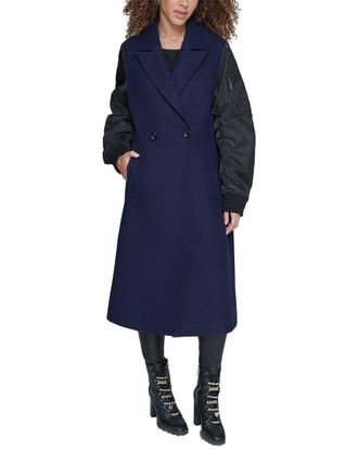 Karl Lagerfeld Double-Breasted Wool-Blend Bomber Jacket