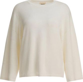 Khaite Witte Gebreide Trui Sweater Aw 25 - Dames - Ronde hals truien - Wit - M - Wol - Truien & Vesten