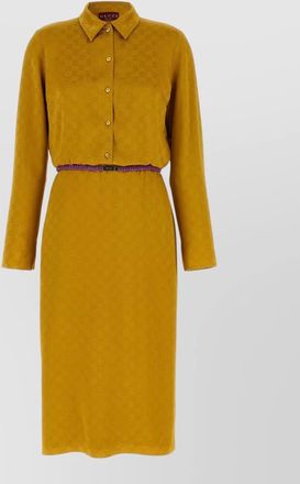 Gucci jacquard logo-pattern midi shirt dress