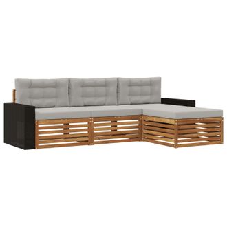 vidaXL Conjunto De Sof&aacute;s De Exterior 4 Pcs Natural Y Gris Claro Vidaxl