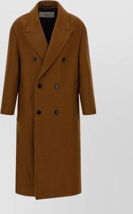 Ami double-breasted coat featuring back vent and notched lapels