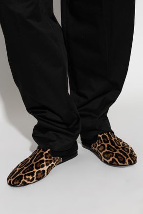 Dolce & Gabbana Animal Print Slides, Mens, Brown