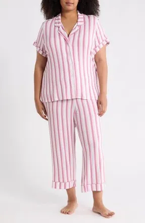 Nordstrom Rack Tranquility Crop Pajamas in Pink Leisure Stripe at Nordstrom Rack, Size 1X
